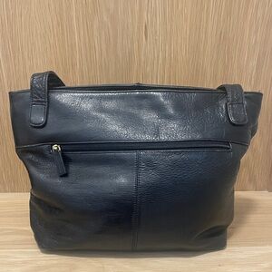 Stone Mountain Black Leather Tote Bag